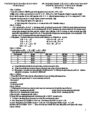 Đề chọn học sinh giỏi lớp 11 năm học 2016 - 2017 môn thi Hóa Học